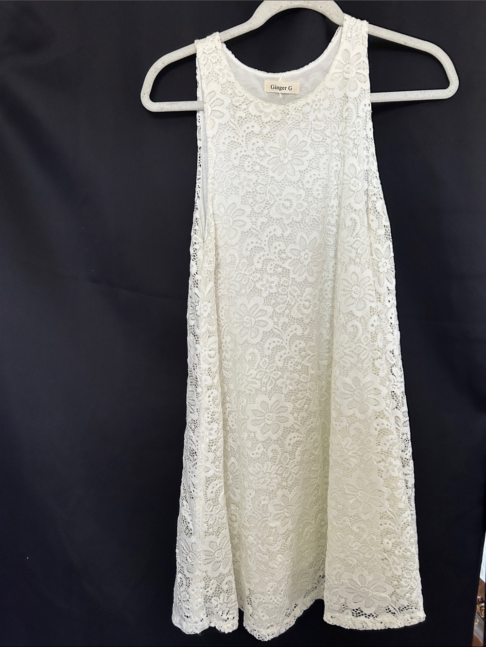 Ginger G Off-White/white Lace A-Line Sleeveless Dress